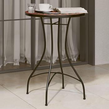 Mesa Bistro de Mosaico de Terracota y Cerámica Blanca Ø50x70 cm Naranja