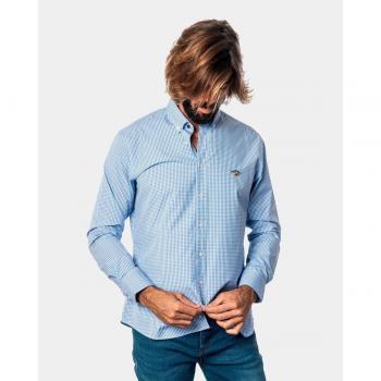 Camisa Spagnolo de hombre regular cuadros vichy en azul claro Colección Bandera