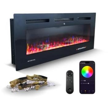 Chimenea Eléctrica Fury 1800W con Llama 3D, Control Wi-Fi, Temporizador y Protección contra Sobrecalentamiento