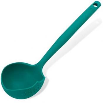 Cazo de Silicona Tasty 2 en 1 con Escurridor y Mango Suave, Resistente al Calor hasta 230°, Apto para Lavavajillas, Color Verde