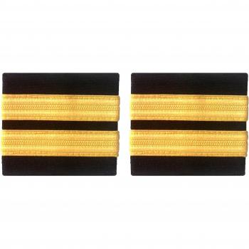 handembroideryuk Dos barras pequeñas Black Pilot Airline o Merchant Marine Epaulette, tiras doradas
