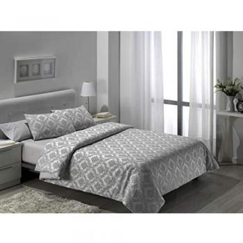 ESTELIA - Juego de Funda nórdica + 2 Fundas de cojín Viena Color Perla - Cama de 135/140