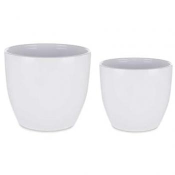 Set de Macetas de Arcilla Blanco Ø 22 cm y Ø 28 cm - 2 Piezas