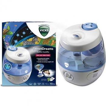 Humidificador Ultrasonido Vicks Sweet Dreams con Proyector de Imágenes para Habitaciones Infantiles hasta 35 m², Incluye Recargas con Aceites Esenciales - Tecnología Silenciosa VUL575