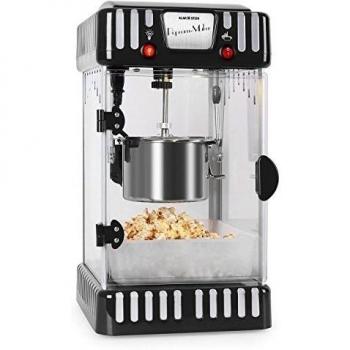Klarstein Volcano - máquina de palomitas de maíz, retro, palomitero, 300 W, extraíble, iluminación interior, aprox. 60 l/h, puerta con cerradura magnética, cuchara dosificadora, negro