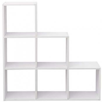 Estantería Librería Moderna Mobili Rebecca con 6 cubos de MDF blanca, dimensiones 97,5x97,5x29 cm