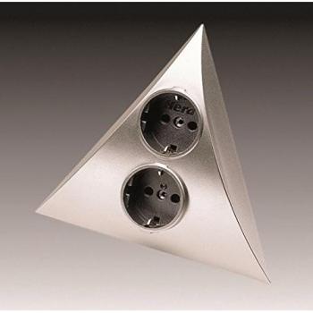 Hera Luxor Stainless Steel Socket Combination with 2 Outlets and 2m Connection Cable