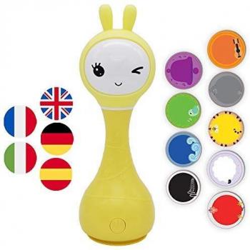 Alilo Smart Bunny (Sonajero Inteligente para Bebés) Multilingual: Español, Inglés, Francés, Alemán, Italiano - Baby Rattle Gift Media Player Shake & Tell - Amarillo
