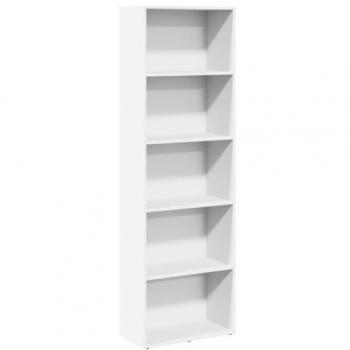 Estantería de madera de ingeniería blanca 60x30x189 cm, librería, estantería de libros, estante de libros, armario de almacenaje