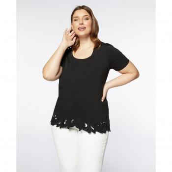 Camiseta de mujer de manga corta con encaje