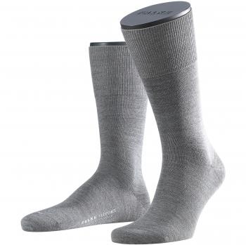 Falke Airport Plain Virgin Wool and Cotton Business Socks - Dark Grey Melange - Size: 7-8 Mens
