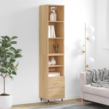 Aparador de madera contrachapada roble Sonoma 34,5x34x180 cm marrón