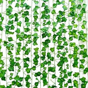 SOMONEY 15 paquetes de 105 pies Plantas Hiedra Artificial Decoración Interior y Exterior Guirnalda Hiedra Artificial De Hogar Boda Jardín Valla Escalera Ventana para Decoración
