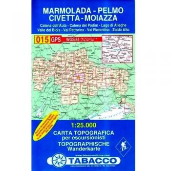 Mapa excursionista y topográfico Marmolada, Pelmo, Civetta, Moiazza 1:25.000 - Tabacco 015