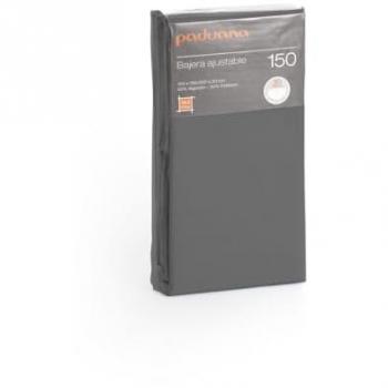 Sábana Bajera Ajustable Liso Combi 144 Hilos Gris Oscuro 50/50 Algodón-Poliéster para Colchones Altos de 30 cm y Largo hasta 200 cm