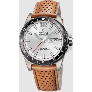 Reloj Festina Titanium F20699/1 Plateado Correa De Piel, Hombre