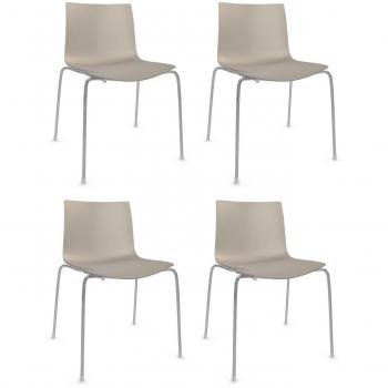 arper Catifa 46 0251 - Set de 4 sillas Unicolor Gris Paloma/Carcasa Brillante/Dentro Mate/Soporte cromado/56.5x80x53.5cm