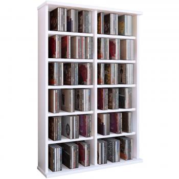 VCM Ronul-Torre para CD/DVD, para 300 CDs, sin Puerta de Cristal, Color Blanco, Madera