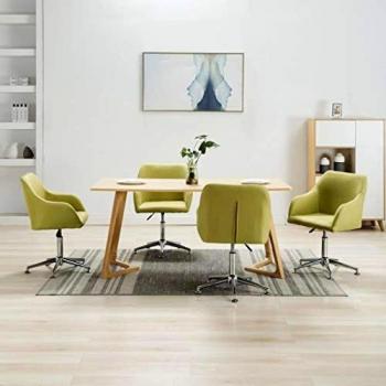 Set of 4 Green Fabric Swivel Dining Chairs
