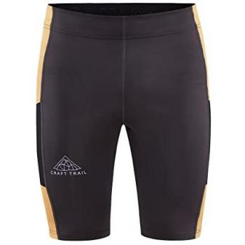 Malla Corta Craft Pro Trail Negra con detalles Naranjas, Talla M, diseñada para running y trail, fabricada en material ligero y transpirable, con tecnología de secado rápido y ajuste ceñido al cuerpo