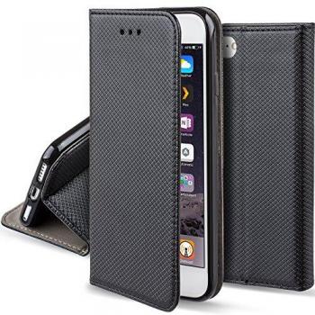Funda Flip Cover Smart Magnética Negra con Soporte y Cartera para Tarjetas para iPhone 6s y iPhone 6