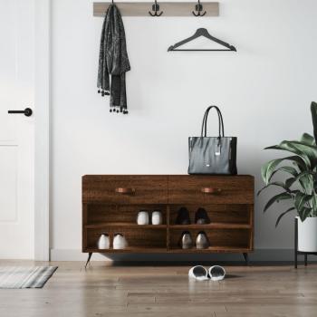 Banco zapatero de madera multicapa marrón roble 102x35x55 cm