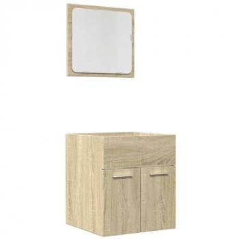 Set de muebles de baño 2 pzas madera contrachapada roble Sonoma