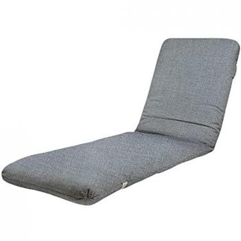 Cojín para Tumbona de Jardín 170 x 50 x 6 cm, Relleno de Fibra Acolchada y Funda Lavable con Cremallera - Gris