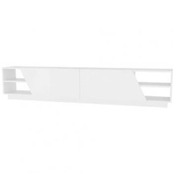 Mueble de TV moderno 240 cm con 4 estantes y 2 puertas blancas - Rhodes