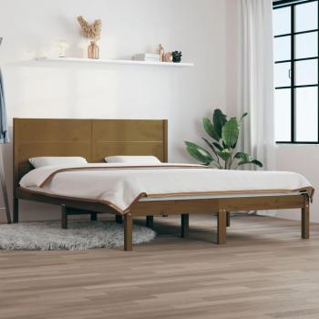 Estructura de cama de madera maciza de pino miel 120x200 cm