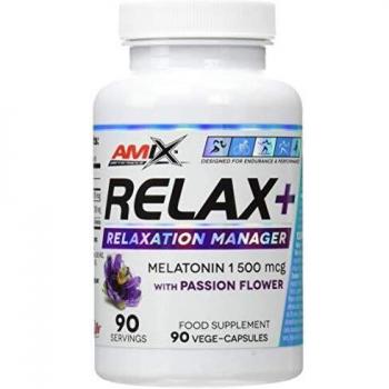 AMIX Performance, Complemento Alimenticio a Base de Melatonina y Flor de la Pasión, Relax Plus, Regulación del sueño con Efecto Duradero, Reduce el Estrés, 90 Cápsulas