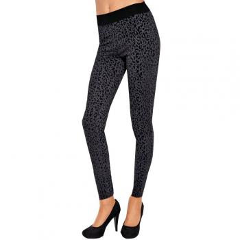 VENCA Pantalón Largo Tregging Mujer Estampado Flocado by Vencastyle,Negro,S