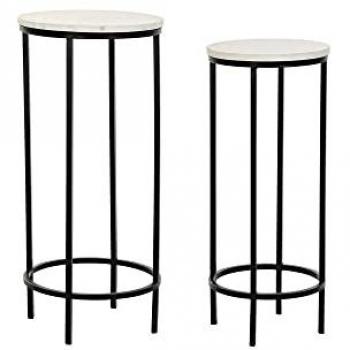 Juego de 2 Mesitas DKD Home Decor Blanco Negro 30,5 x 30,5 x 69 cm, Metal, Estándar
