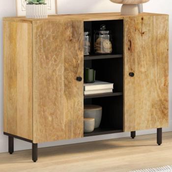 Armario Auxiliar de Madera Maciza de Mango 90x33x75 cm - Mueble de Almacenaje para Salón, Buffet, Armario de Almacenamiento en color Marrón