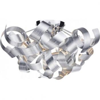 Lámpara de techo Rawley de aluminio cepillado y cromo brillo con 4 luces, tipo: Lámpara de techo, características: acabado en aluminio cepillado y cromo brillo, diseño a ras de cinta, incluye