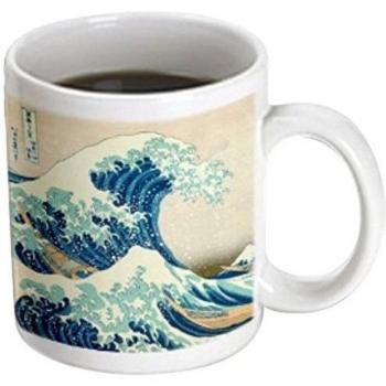 Mensuk mug_155631_1 The Great Wave Off Kanagawa by Japanese Artist Hokusai Dramatic Blue Sea Ocean Ukiyo-e Print 1830 Ceramic Mug, 11-Ounce