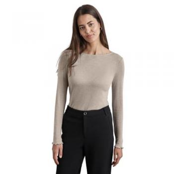 Street One Long Sleeve Shirt with Metallic Fibers in Beige, Size 38