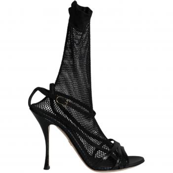 Dolce & Gabbana Black Mesh Stiletto Heels Sandals Shoes - EU38/US8