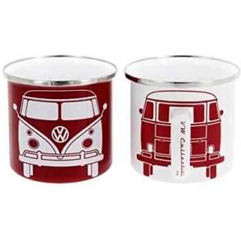 Brisa VW Collection - Volkswagen Furgoneta Hippie Bus T1 Van Set de 2 Tazas de Café Esmaltadas en Caja