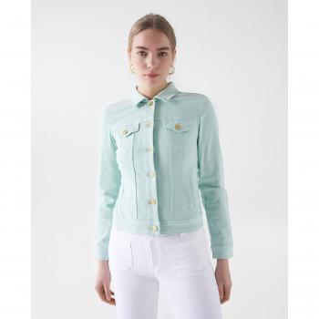 Cazadora de mujer en denim lisa con botones dorados - Salsa Jeans