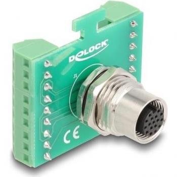 Adaptador M12 de transferencia Delock 17 Pines A a Terminal de 18 Pines, Verde