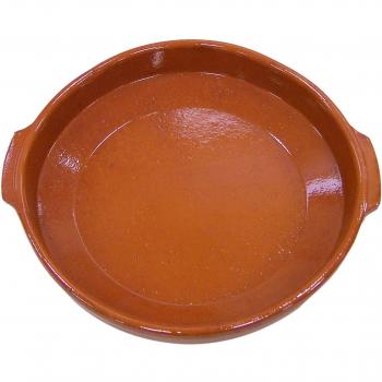 Fackelmann 5480128 - Cazuela Clásica de Barro con Asas, Apta para Cocinas de Gas y Horno, Color Caramelo, 28cm