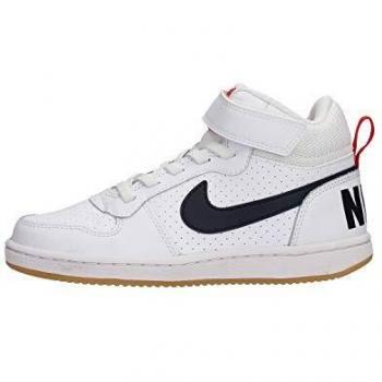 Nike Court Borough Mid (PSV), Zapatos de Baloncesto para Niños, Multicolor (White/Obsidian/University Red 107), 31 EU