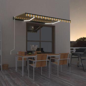Toldo automático LED con sensor de viento 350x250 cm amarillo blanco