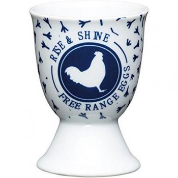 KitchenCraft Traditional Hen Design Porcelain Egg Holder Blue 9x12x16cm