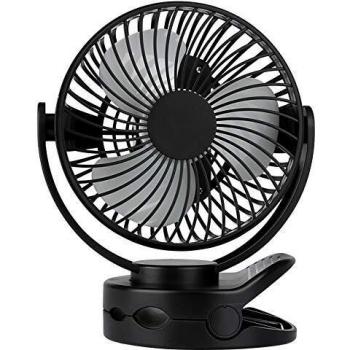 Mini Ventilador USB Portátil,Temporizador ,4 Velocidades ,Ventilador con Gancho Clip de Mesa Silencioso Batería Recargable 4400mA,720°Ajustable para Para Hogar ,Oficina Viaje,Camping,Cochecito de Bebé