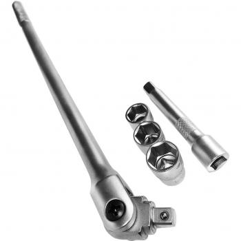 S&R Mango Articulado Llaves de Carraca Tuerca Torsión / SET 1/2 600 mm. Tuercas 17, 19, 21 . Llave Extra Resistente. CALIDAD INDUSTRIAL.