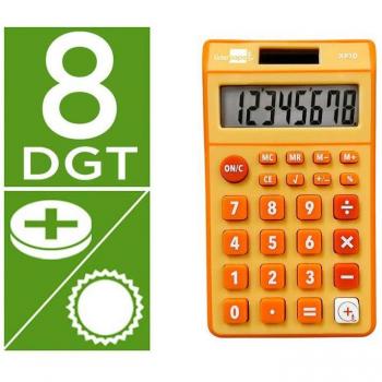 CALCULADORA LIDERPAPEL BOLSILLO XF10 8 DIGITOS SOLAR Y PILAS COLOR NARANJA 115X65X8 MM