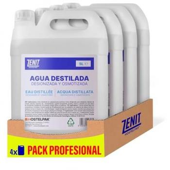 Agua Destilada Desionizada y Osmotizada Hostelpak - Ideal para Plancha, CPAP, Tatuajes y Esterilización (4 x 5L)
