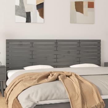 Cabecero de cama de pared gris 166x3x63 cm madera maciza de pino